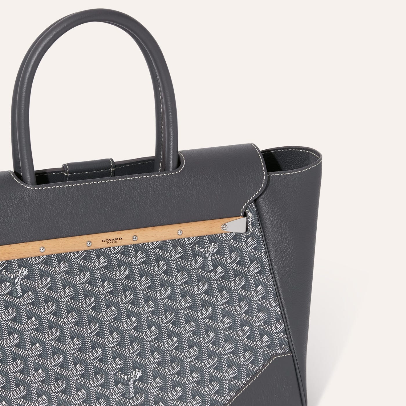 Goyard Saigon Tote Grey Goyardine Canvas Palladium Hardware - Image 6